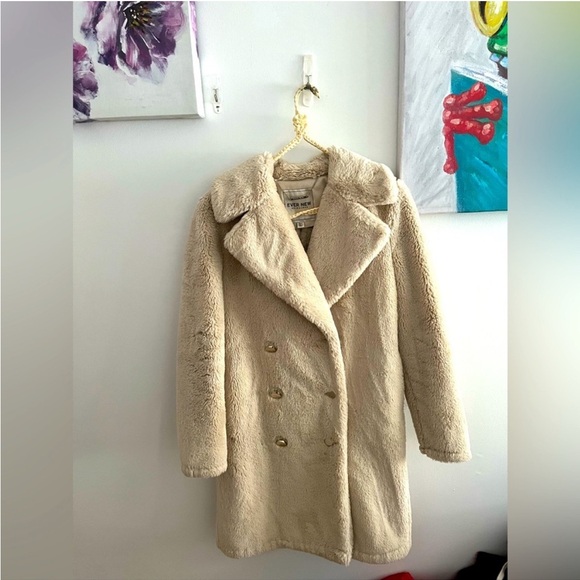 Ever New Cream Teddy Cozy Plush Jacket - size 0 - Picture 3 of 11
